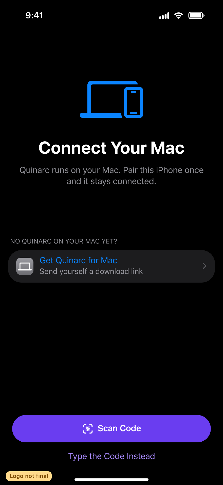 Pairing: Connect Your Mac, dark