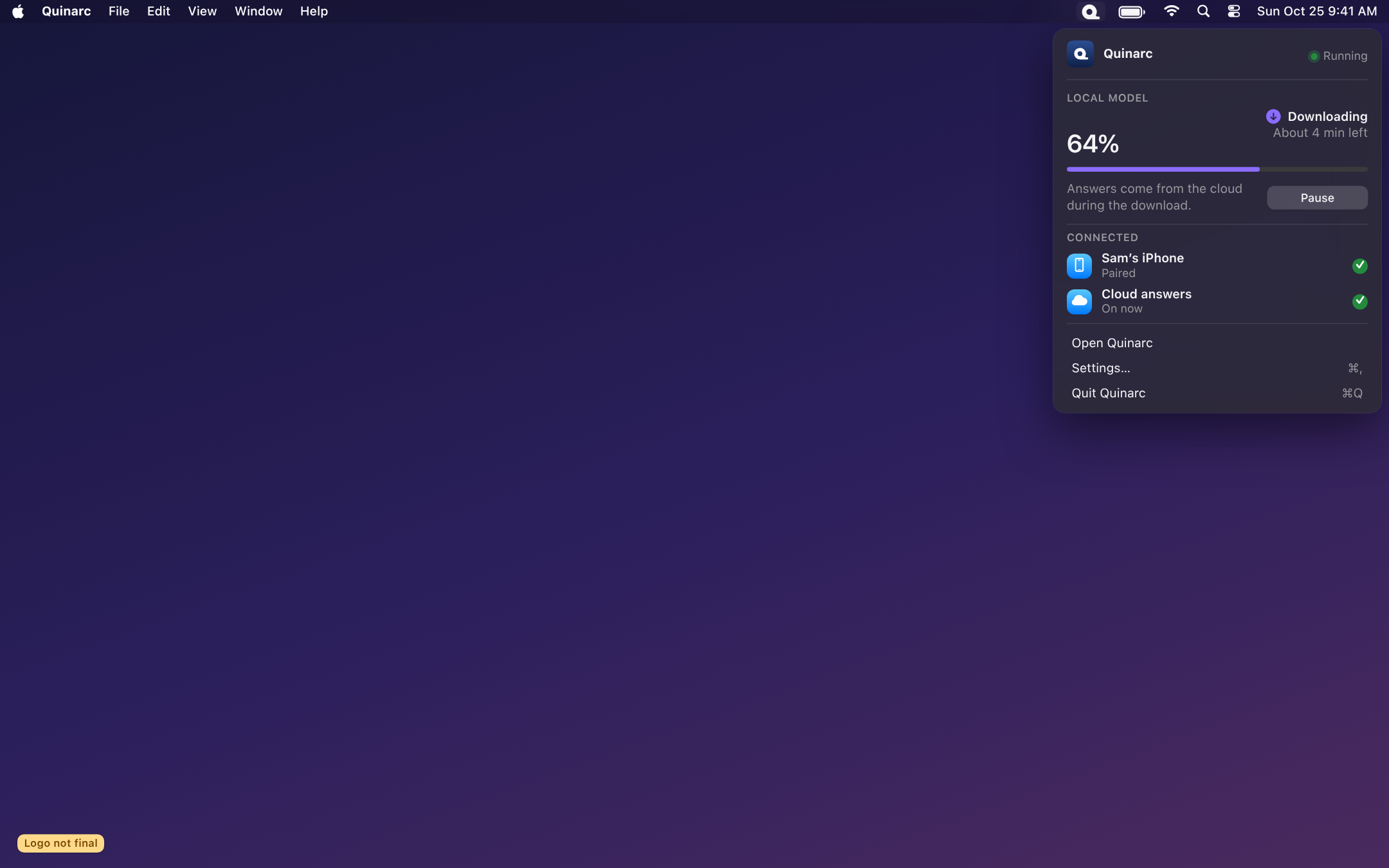 Menu bar, dark