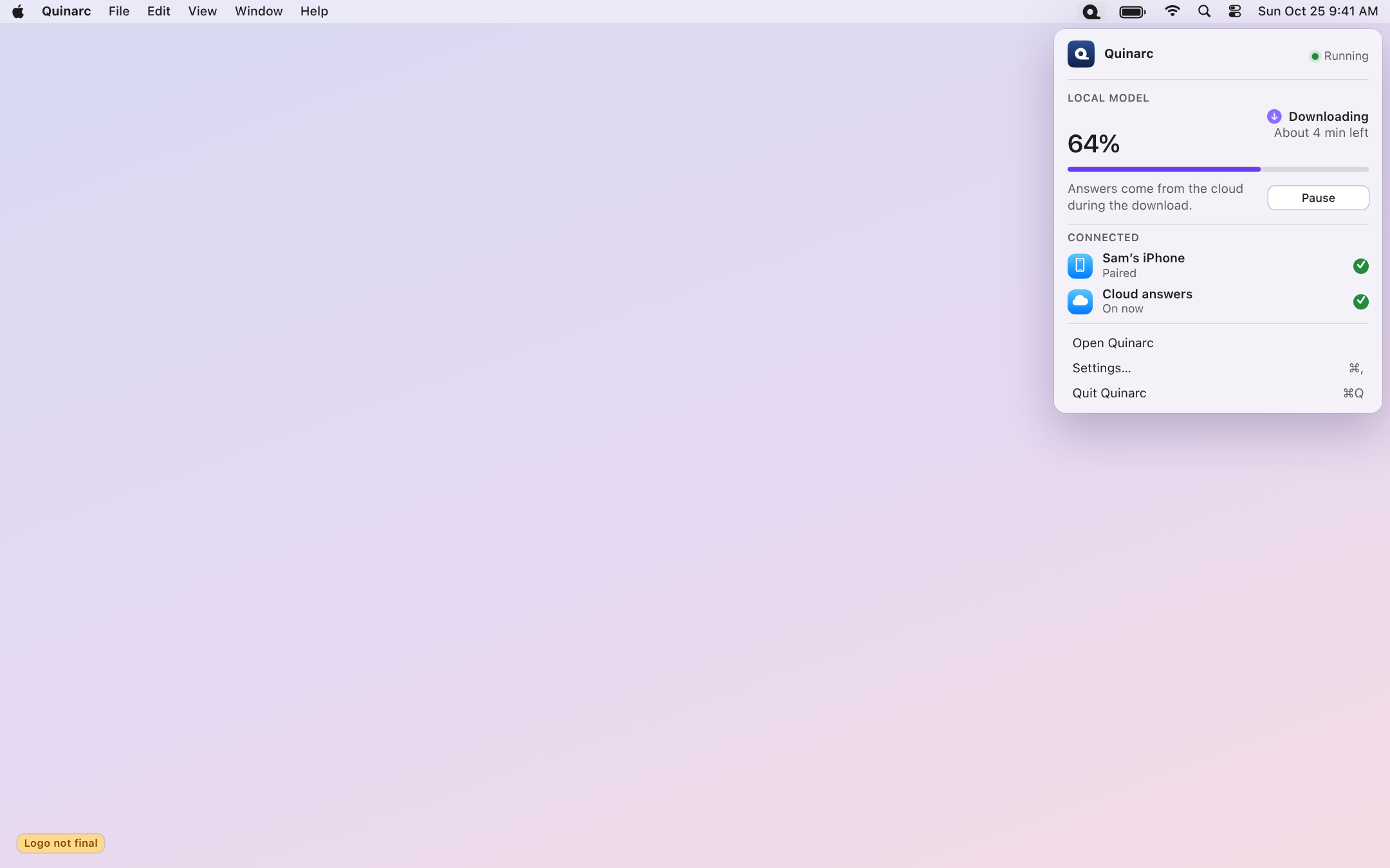 Menu bar, light