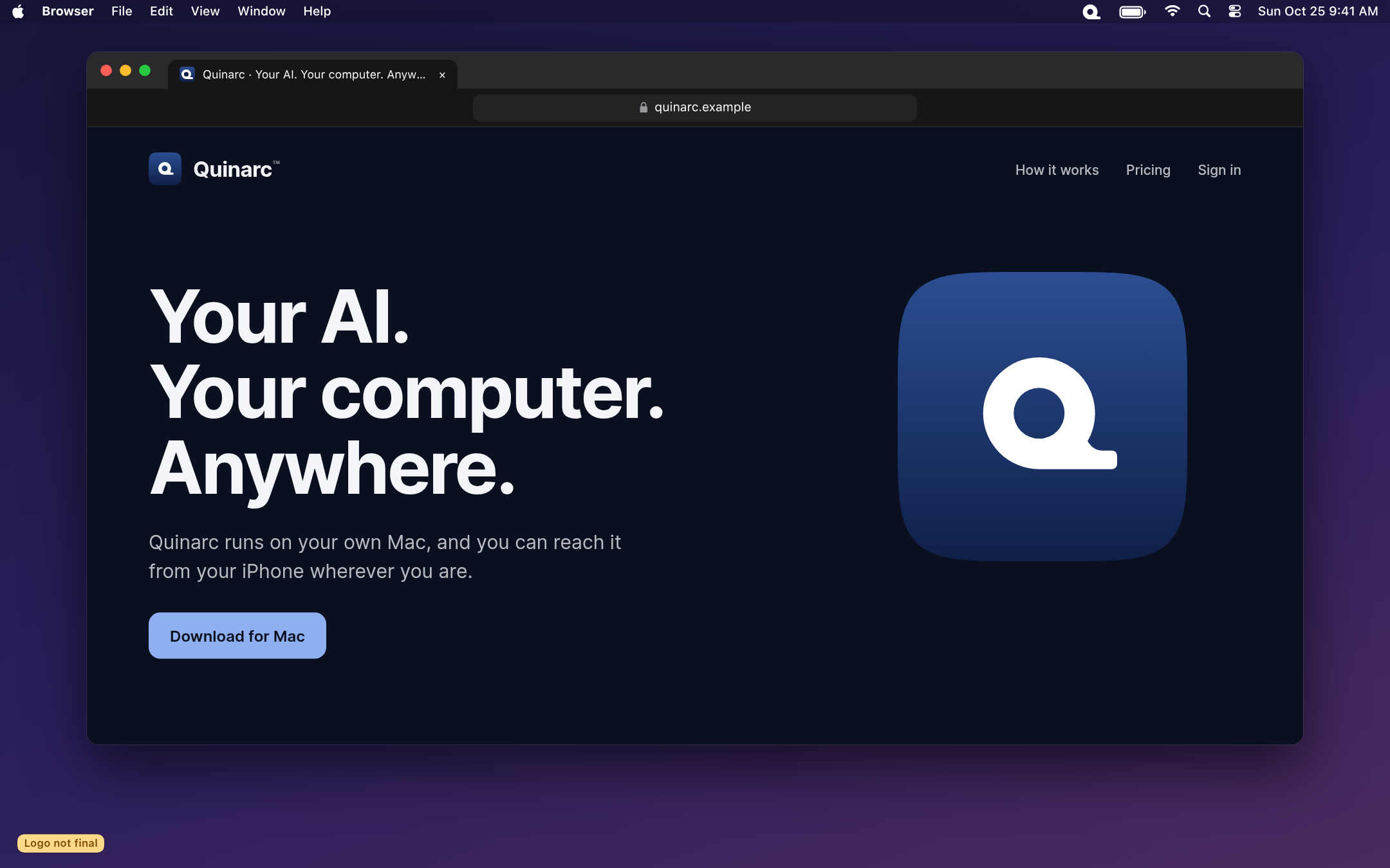 Website hero, dark